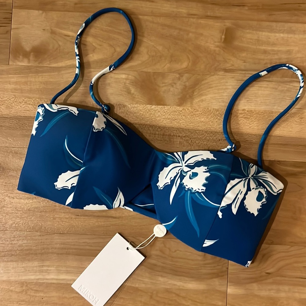 MIKOH Paia Cutout Detail Bandeau w/ removable straps in Hawaii Hula Breeze NWT